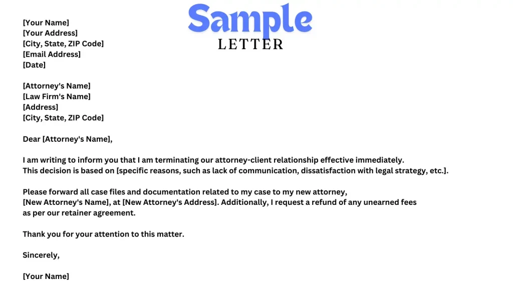How to Fire Your Attorney Letter Sample